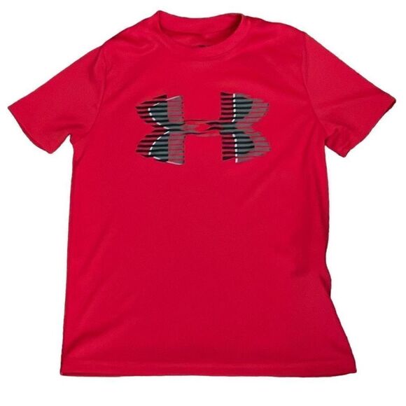 EUC! Red Under Armour HeatGear Short Sleeve Tee - Size Y Small - Picture 1 of 5